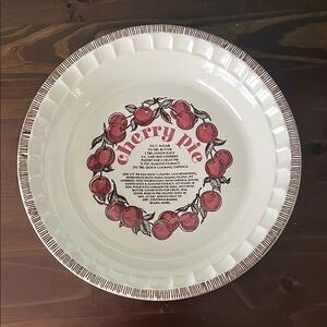 Royal China Vintage Jeannette Cherry Pie Recipe Ceramic Pie Dish